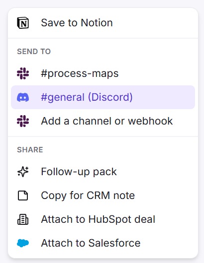 In the editor, open Share. Under Send to, pick your Discord channel.