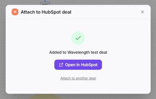 Wavelength adds the note to the deal and links to it.