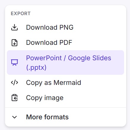 Open Share and pick PowerPoint / Google Slides (.pptx).