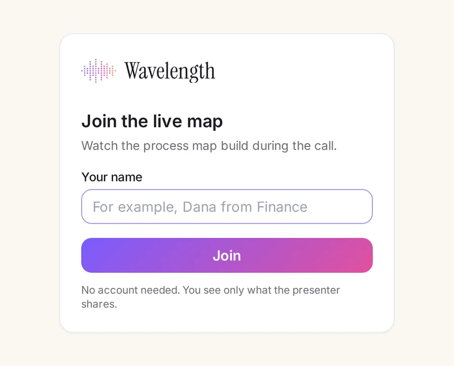 The Join the live map form with a name field